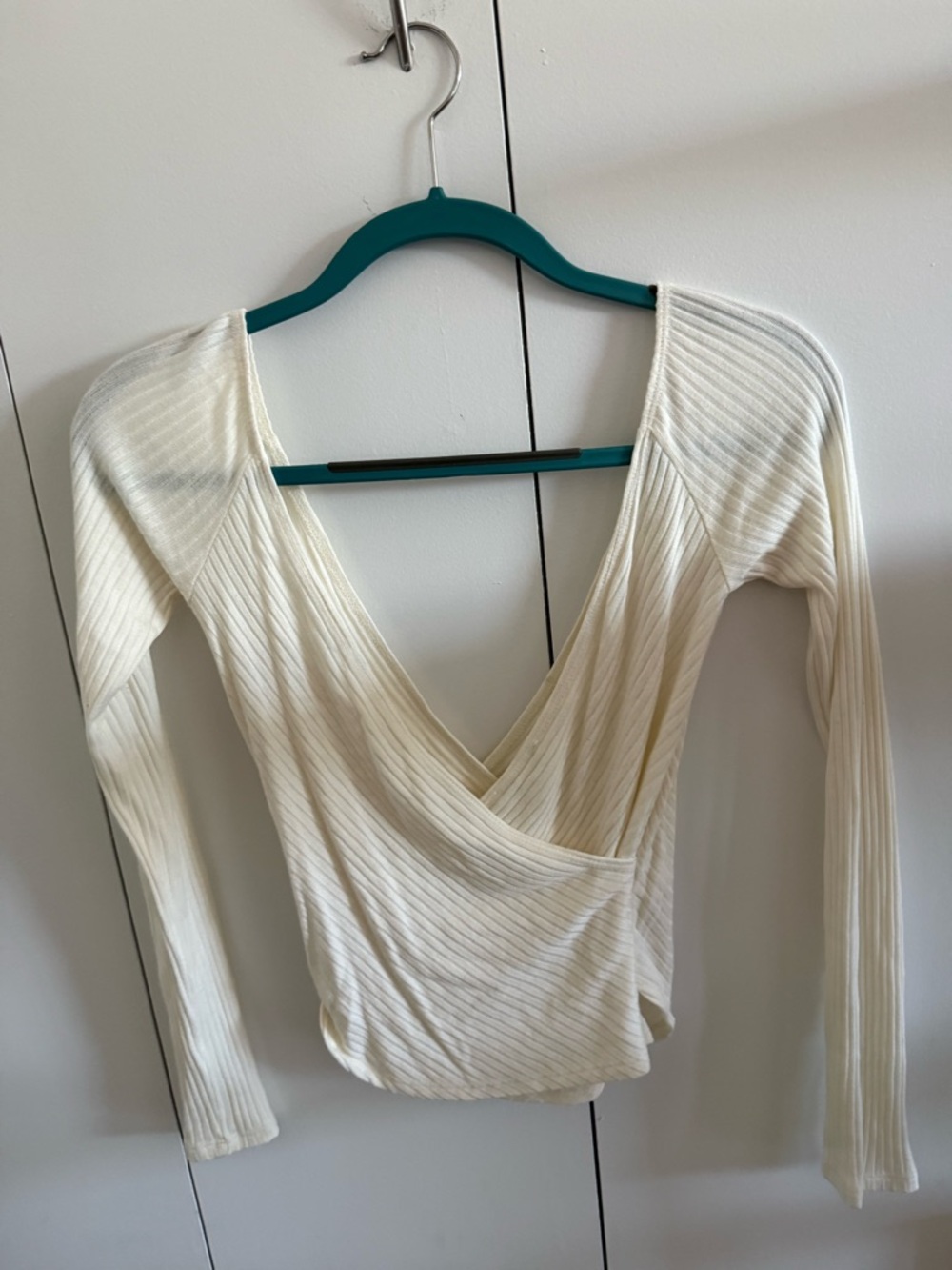 Reformation Cream Ribbed Long-Sleeve Top